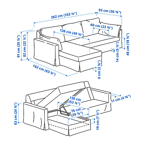HYLTARP, sofá 3 plazas con chaiselongue izquierda. 6 de 6 abrir diálogo