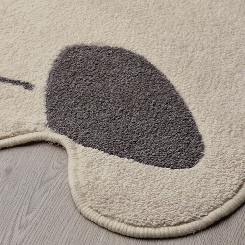 Alfombra circular de felpa con suave vellón gris y blanco, de alta calidad, diseñada para la comodidad.