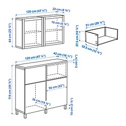 Measurement Illustration - BESTÅ cabinet with drawer runner, push-open