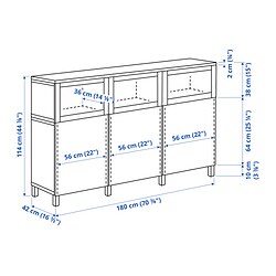 Measurement Illustration - BESTÅ display cabinet with doors