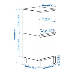 Ilustración de medidas - EKET combinación de gabinete+patas