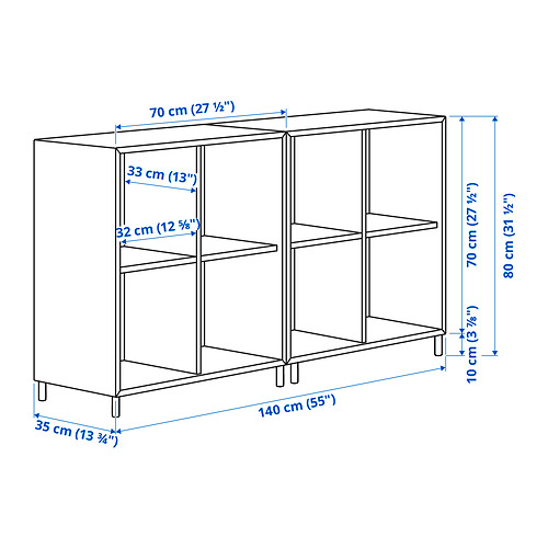 Measurement Illustration - EKET shelf unit with legs