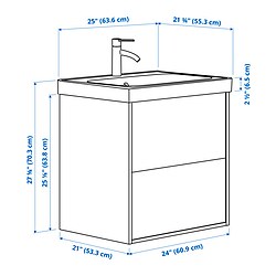 Ilustración de medidas - HAVBÄCK/ORRSJÖN tocador de baño+cajones