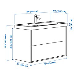 Ilustración de medidas - ÄNGSJÖN/ORRSJÖN tocador de baño+cajones