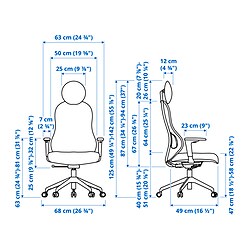 Ilustración de medidas - UTKLASSNING sillón para gaming