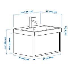 Ilustración de medidas - ÄNGSJÖN/BACKSJÖN tocador de baño+cajón