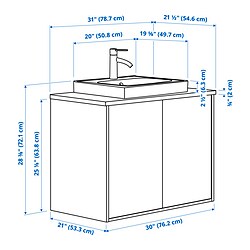 Ilustración de medidas - HAVBÄCK/ORRSJÖN tocador de baño+puertas