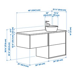 Ilustración de medidas - ÄNGSJÖN/OXMYREN tocador de baño