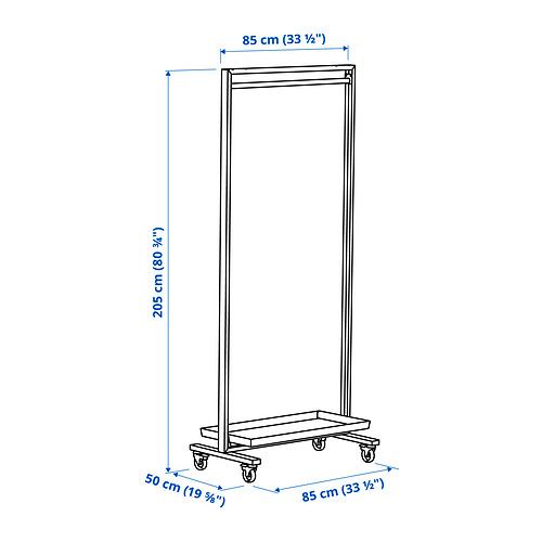 Measurement Illustration - MITTZON Frame with castors