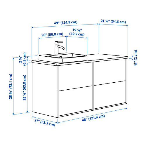HAVBÄCK / ORRSJÖN, Mueble lavamanos con gavetas y llave DALSKÄR,. 8 de 8 abrir diálogo