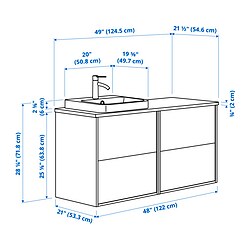Ilustración de medidas - ÄNGSJÖN/BACKSJÖN tocador de baño