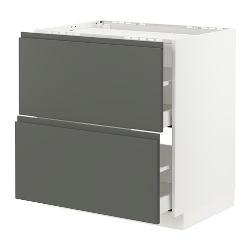 Moderno mueble de cocina METOD gris con dos cajones y elegantes tiradores.