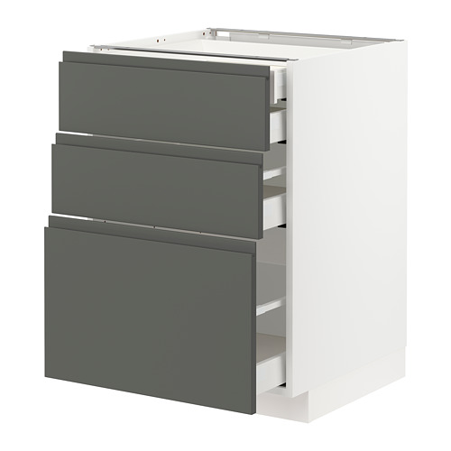 Armario de almacenamiento gris contemporáneo con tres cajones, tiradores elegantes, materiales duraderos y un diseño moderno.