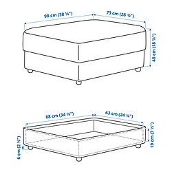 Measurement Illustration - VIMLE ottoman with storage
