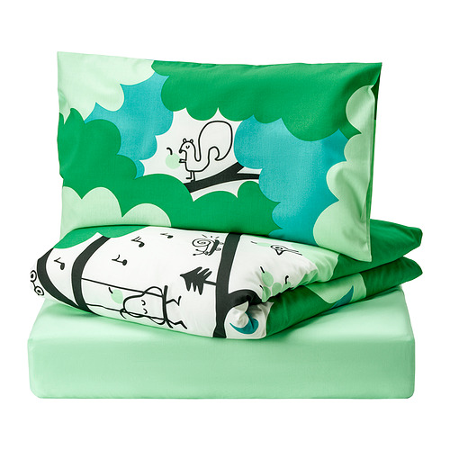 GRÖNFINK, 3-piece bedlinen set for cot. 1 of 7 open dialog