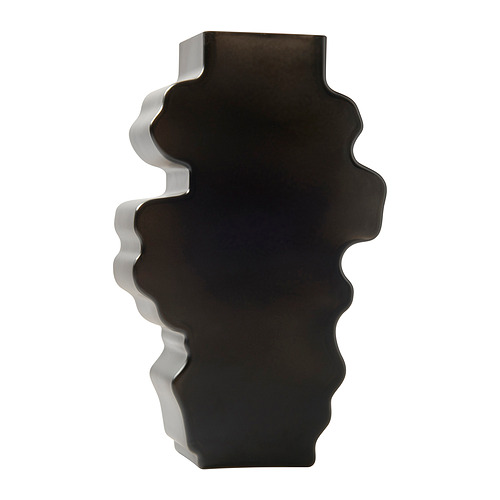 Jarrón ondulado negro KONSTRUNDA, base de cristal moderna