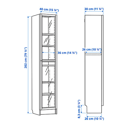 BILLY / OXBERG, bookcase with glass-door. 10 of 10 open dialog