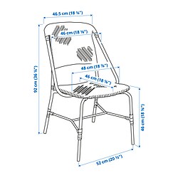 Ilustración de medidas - VASSHOLMEN silla, interior/exterior