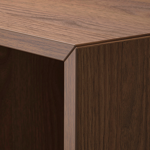Primer plano del gabinete de grano de madera oscura, acabado liso, diseño profesional