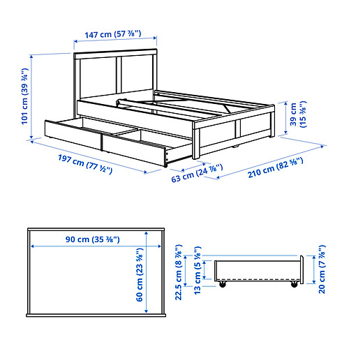FÅGELFJÄLLET, bed frame with 2 storage boxes. 9 of 9 open dialog