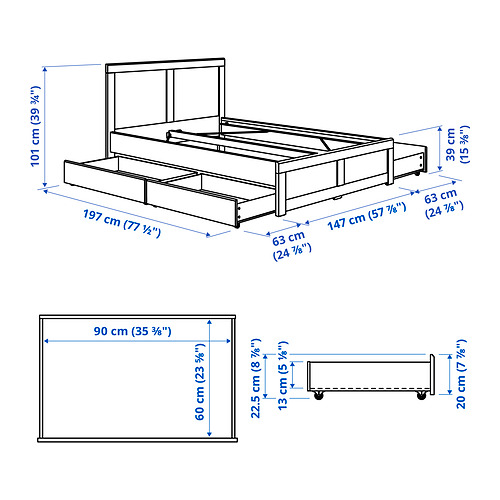 FÅGELFJÄLLET, base de cama+4 cajas almacenamiento. 9 de 9 abrir diálogo