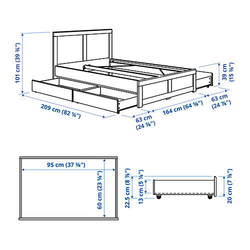 FÅGELFJÄLLET, bed frame with 4 storage boxes. 8 of 8 open dialog