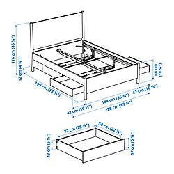 Ilustración de medidas - TONSTAD muebles de dormitorio, juego de 3