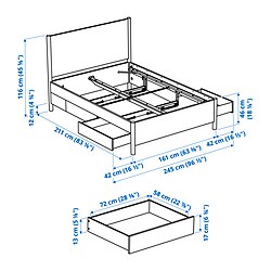 Measurement Illustration - TONSTAD Queen bed