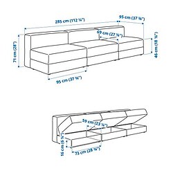 Measurement Illustration - JÄTTEBO 4.5-seat modular sofa