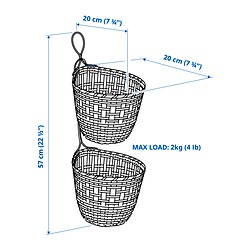 Measurement Illustration - TOLKNING Basket hanging, set of 2