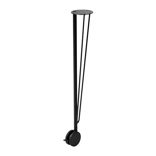 LAGKAPTEN: juego de patas de mesa negro con ruedas, acero, forma de V, diseño moderno.