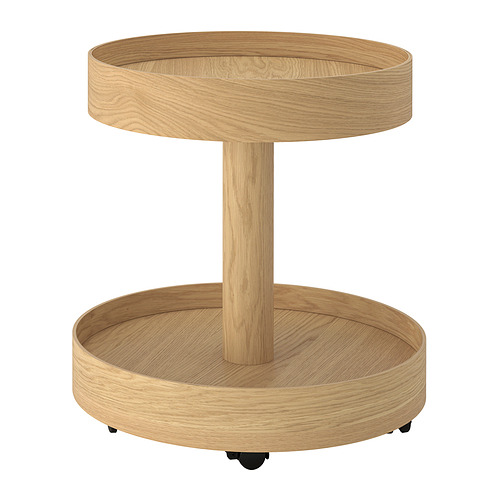 Carro STOCKHOLM 2025 - madera de roble, escandinavo, 2 niveles, ruedas ocultas