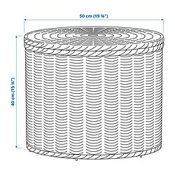 Measurement Illustration - TOLKNING ottoman with storage