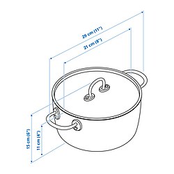 Measurement Illustration - FINMAT pot with lid