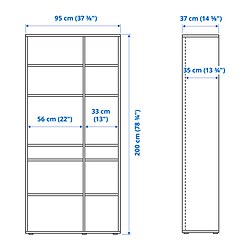 Ilustración de medidas - VIHALS combinación almacenaje con puertas corredizas de vidrio