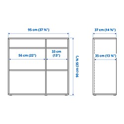 Measurement Illustration - VIHALS shelving unit with 4 shelves