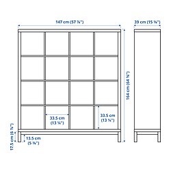 Measurement Illustration - KALLAX shelving unit with underframe