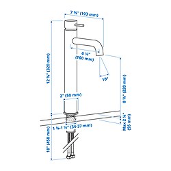 Measurement Illustration - SALLSJÖN single-handle bathroom faucet