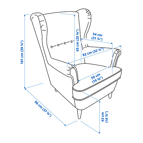 Measurement Illustration - STRANDMON wing chair