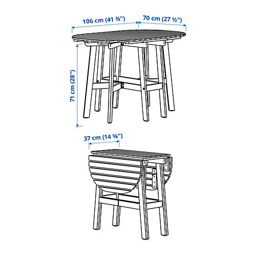 ASKHOLMEN, gateleg table+4 chairs, outdoor. 4 of 5 open dialog