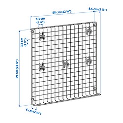 Ilustración de medidas - GREJIG rejilla de pared+riel