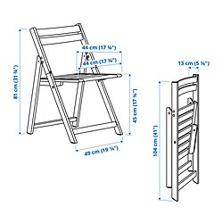 Measurement Illustration - NÄMMARÖ table and 4 folding chairs, outdoor