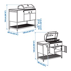 Measurement Illustration - BÅTSKÄR charcoal grill
