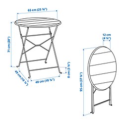 Ilustración de medidas - SUNDSÖ mesa plegable exterior