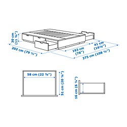 Ilustración de medidas - NORDLI cama King con colchón
