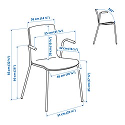 Ilustración de medidas - LÄKTARE silla para reuniones