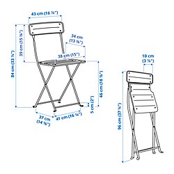 Measurement Illustration - SUNDSÖ folding chair outdoor