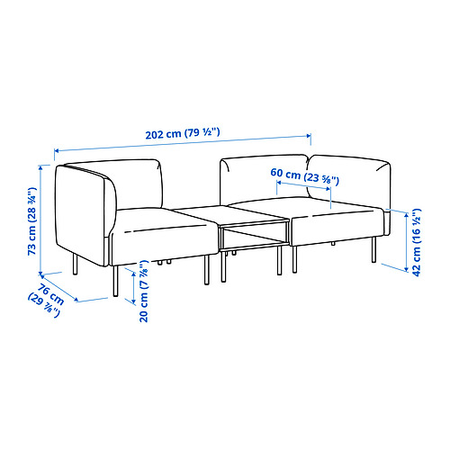 Illustration with measurements for the product: LILLEHEM.