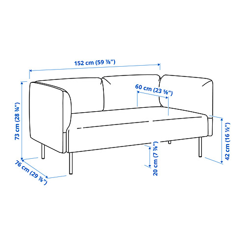 Illustration with measurements for the product: LILLEHEM.
