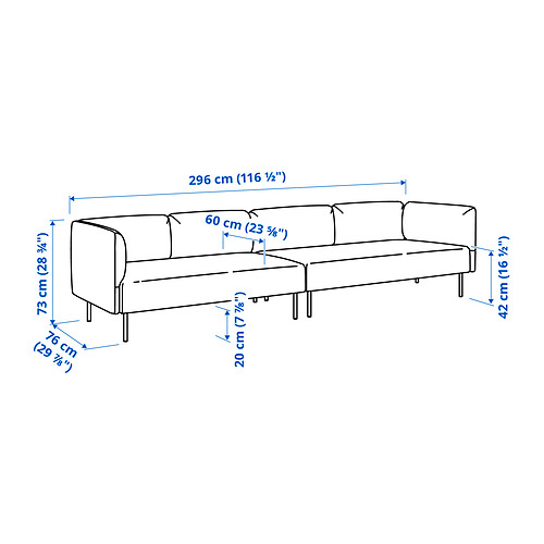 Illustration with measurements for the product: LILLEHEM.